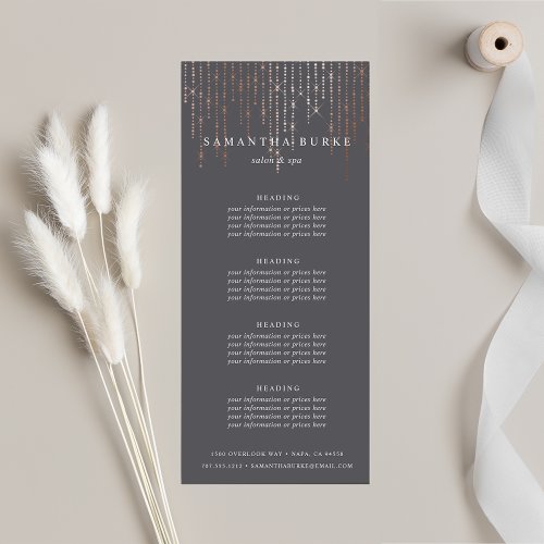 Rose Gold Marquee  Pricing or Services Rack Card