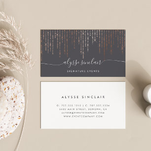 Rose Gold Marquee Signature Calligraphy Script Business Card