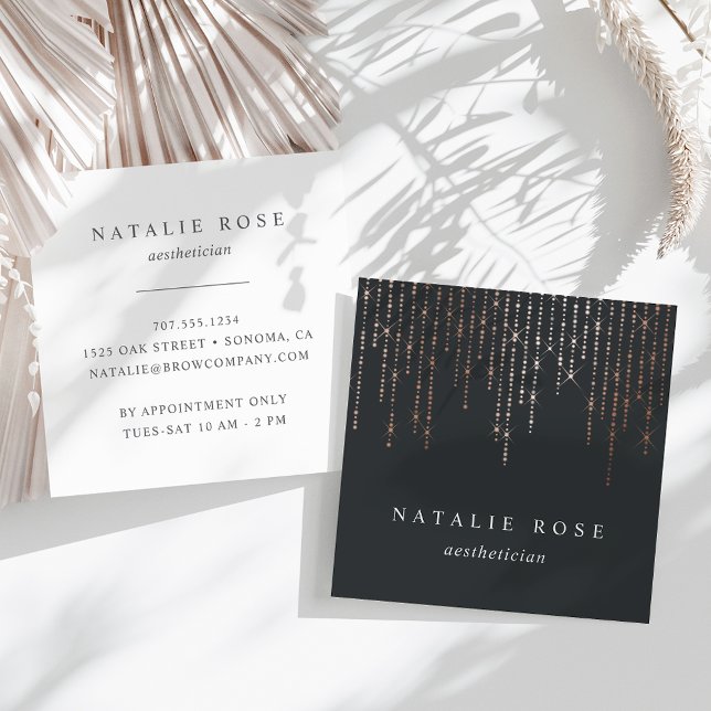 Rose Gold Marquee Square Business Card (Creator Uploaded)