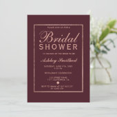 rose gold marsala frame elegant bridal shower invitation (Standing Front)