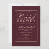 rose gold marsala frame elegant bridal shower invitation (Front)