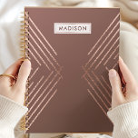 Rose Gold Mauve Modern Geometric Persoanlized Planner<br><div class="desc">Enhance your organization with this stunning rose gold and mauve modern geometric personalized planner. Perfect for women who love elegant and contemporary designs, this planner combines style with functionality. The chic geometric pattern and luxurious rose gold accents add a touch of sophistication to your daily planning. Personalize it with your...</div>