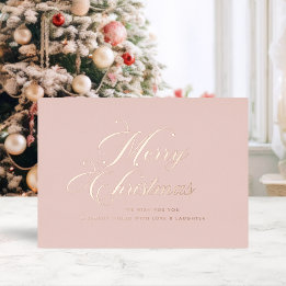 Rose Gold Merry Christmas Card