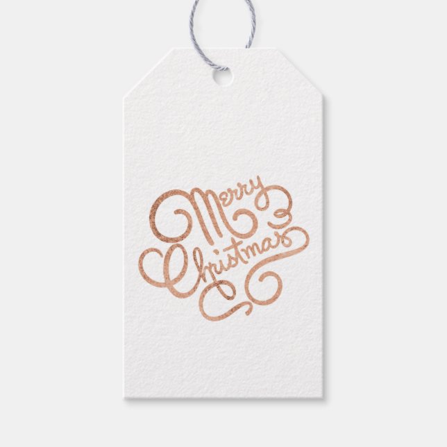 Rose Gold Merry Christmas Gift Tag (Front)