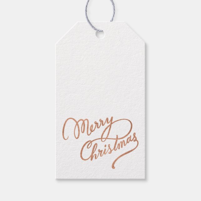 Rose Gold Merry Christmas Gift Tag (Front)
