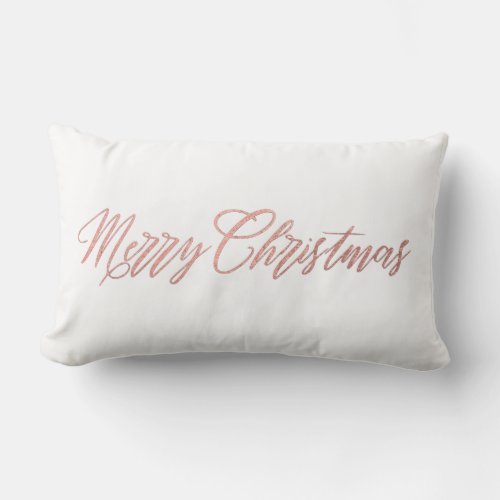 Rose Gold Merry Christmas Lumbar Pillow