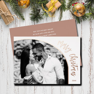 Rose Gold Merry Christmas Script Foil Holiday Card