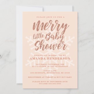 Rose Gold Merry Little Baby Shower Invitation