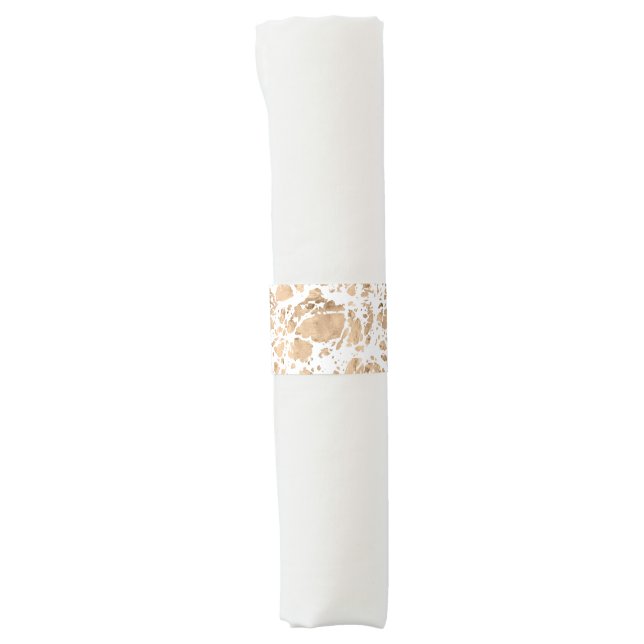 Rose gold messy marble graphic pattern napkin bands (Front)