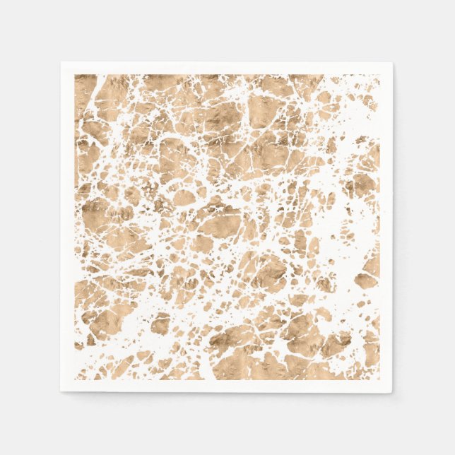 Rose gold messy marble graphic pattern napkins (Front)