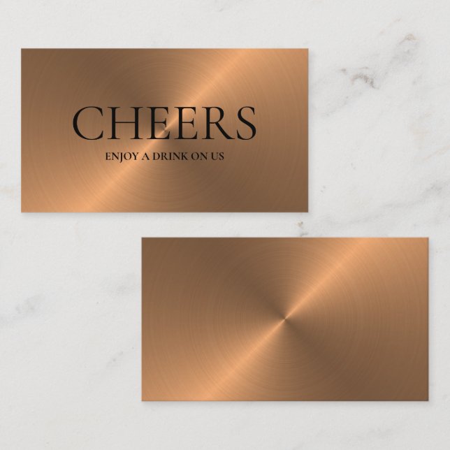 Rose Gold Metal Effect Free Drinks Ticket Card (Front/Back)