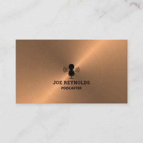 Rose Gold Metal Effect Podcaster Podcast Business Card
