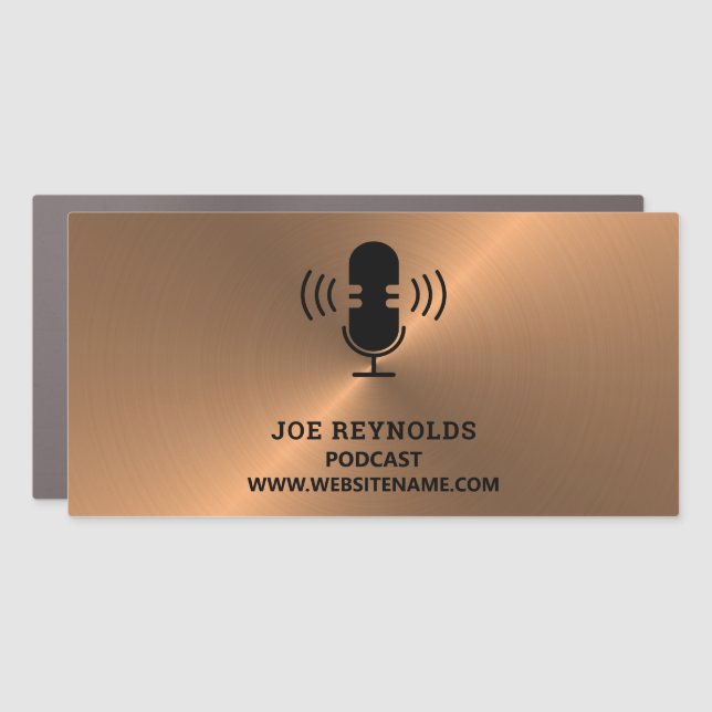 Rose Gold Metal Effect, Podcaster, Podcast Car Magnet (Front)