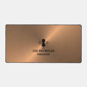 Rose Gold Metal Effect, Podcaster, Podcast Desk Mat