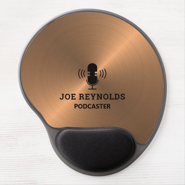 Rose Gold Metal Effect, Podcaster, Podcast Gel Mouse Pad (Front)