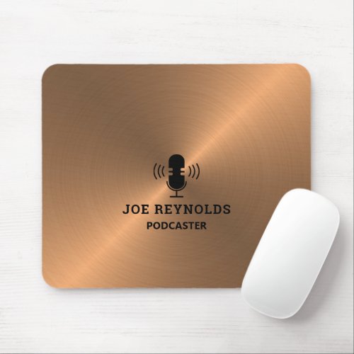 Rose Gold Metal Effect Podcaster Podcast Mouse Pad