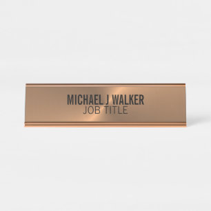Rose Gold Metal Effect, Professional Desk Name Plate
