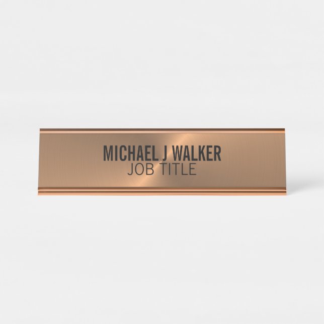 Rose Gold Metal Effect, Professional Desk Name Plate (Front)