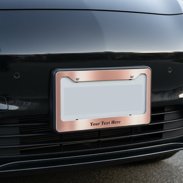 Rose Gold metal Look Metallic Custom Text License Plate Frame (Creator Uploaded)