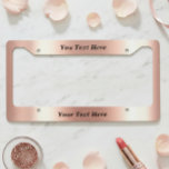 Rose Gold metal Look Metallic Custom Text License Plate Frame<br><div class="desc">This design may be personalized in the area provided by changing the photo and/or text. Or it can be customized by choosing the click to customize further option and delete or change the color, the background, add text, change the text color or style, or delete the text for an image...</div>