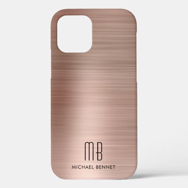Rose Gold Metal Monogram Case-Mate iPhone Case (Back)