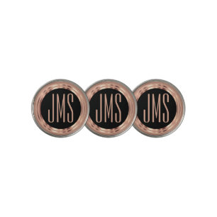Rose Gold Metal Monogram Design Golf Ball Marker