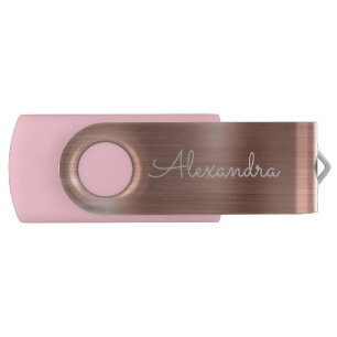 Rose Gold Metal Monogram USB Thumb Drive