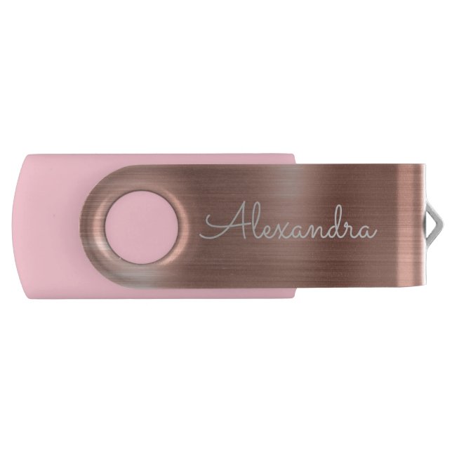 Rose Gold Metal Monogram USB Thumb Drive (Front)