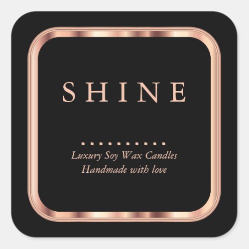 Rose Gold Metallic and Black Square Labels