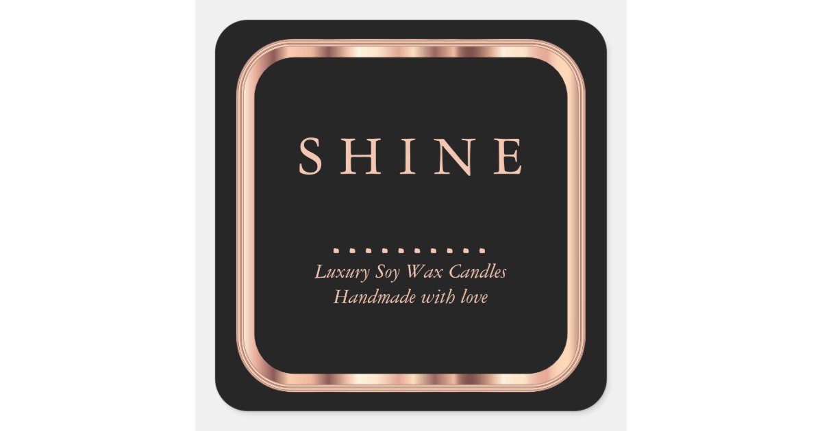 Rose Gold Metallic and Black Square Labels Zazzle