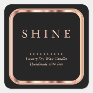 Rose Gold Metallic and Black Square Labels