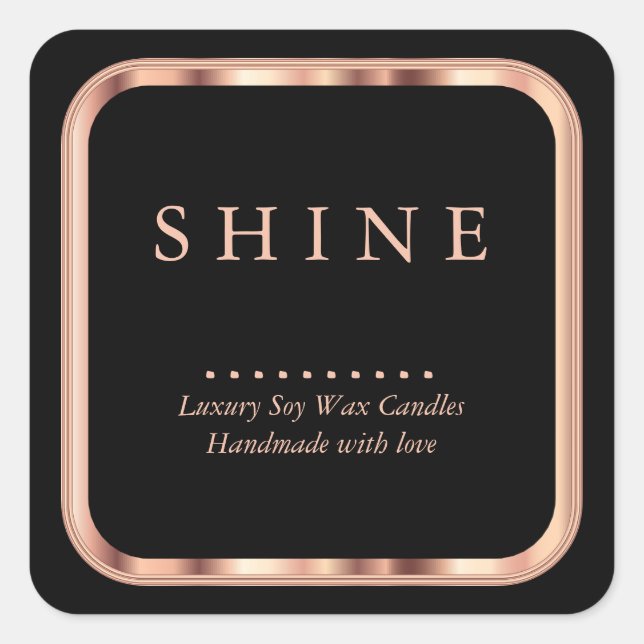 Rose Gold Metallic and Black Square Labels (Front)