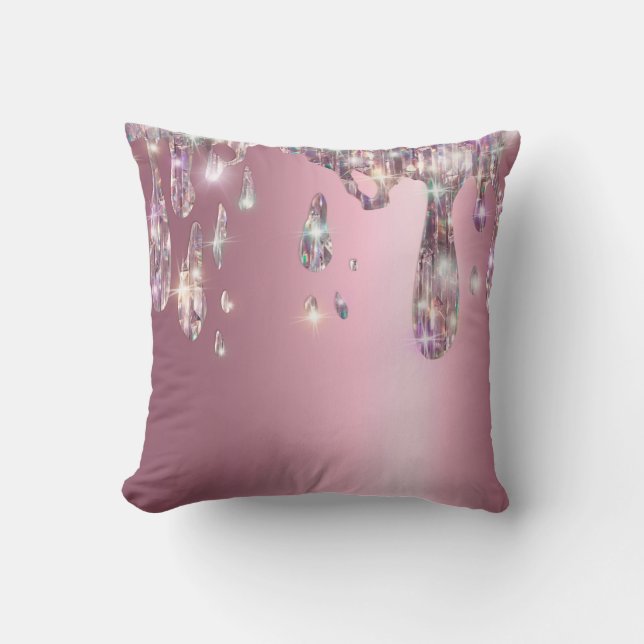 *~* ROSE GOLD Metallic AP7 Drip Dripping GLITTER Throw Pillow (Front)