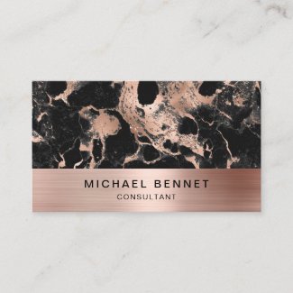 Rose Gold Metallic Black Marble Consultant