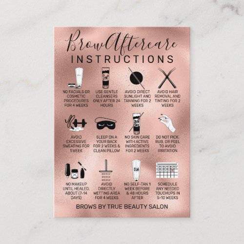 Rose Gold Metallic Brows Aftercare Icon Business Card