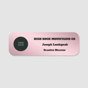 Rose Gold Metallic Business Employee Logo Name Tag