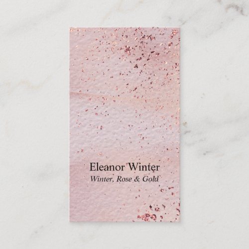 Rose Gold Metallic Chips and Watercolor Texture Business Card