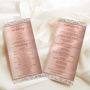 Rose Gold Metallic Damask Glam Wedding Program