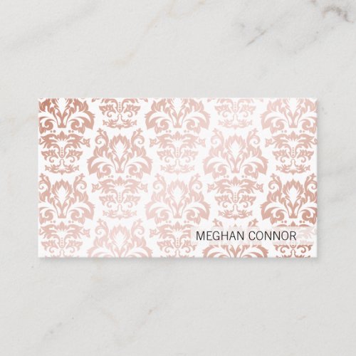 Rose Gold Metallic Damask Pattern Business Card