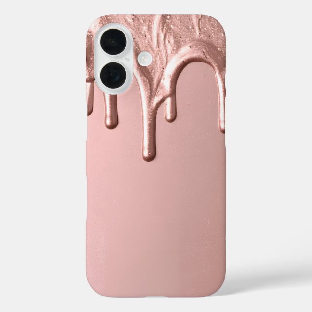 Rose Gold Metallic Drip Case-Mate iPhone Case (Back)