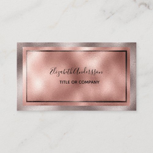 Rose gold metallic elegant business social media business card