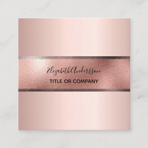 Rose gold metallic elegant modern business square business card