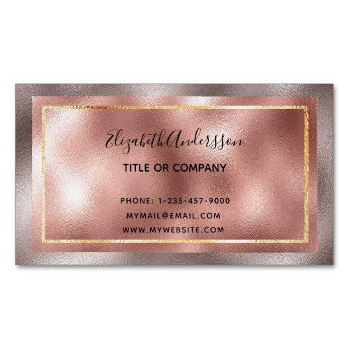 Rose gold metallic elegant pink elegant modern business card magnet