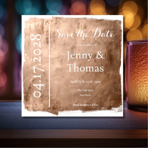Rose Gold Metallic Elegant Save the Date Invitation