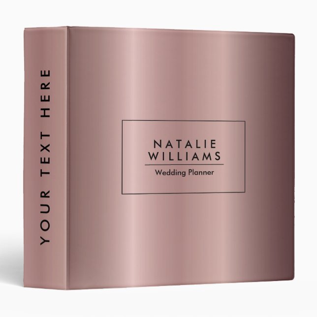 Rose Gold Metallic Foil 3 Ring Binder (Front/Spine)