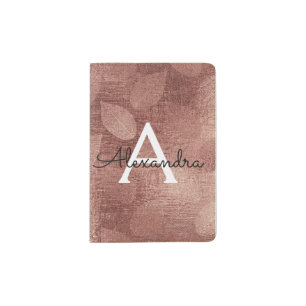 Rose Gold Metallic Foil Monogram Name Passport Holder