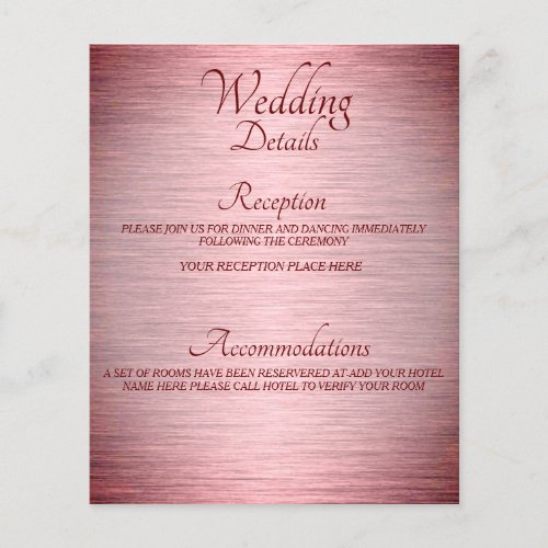Rose Gold Metallic Foil Wedding Detail Stationary