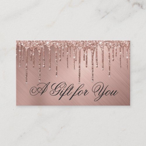 Rose Gold Metallic Glitter Drips Gift Certificate