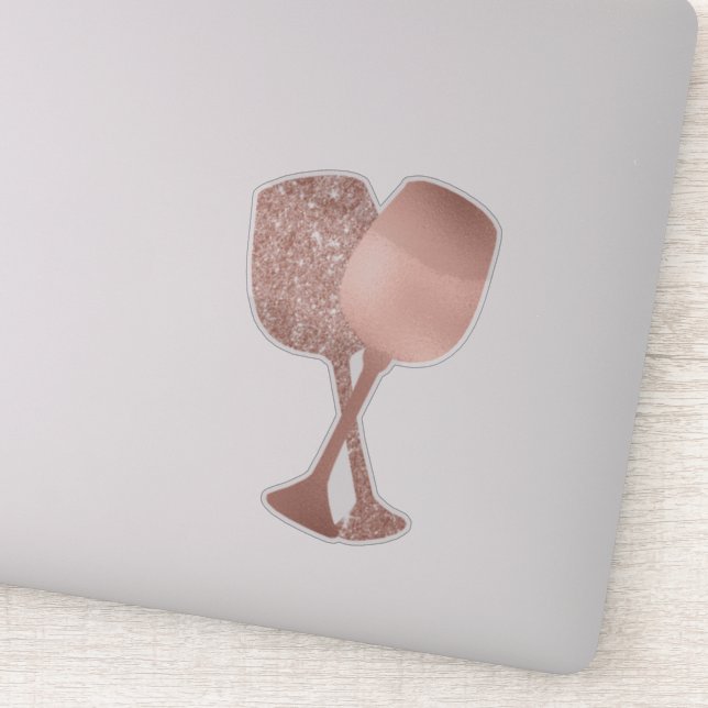 Rose Gold Metallic Glitter Foil Wine Glasses Sticker (Detail)