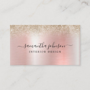 Rose Gold Metallic Gold Glitter Modern Elegant Business Card